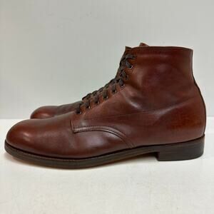 FULLY RESOLED Alden 306 Brown Calfskin Plain Toe Boot Made in USA 12 Narrow AA/B